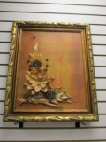 Vintage 2-D  Dried Nature Items Framed Picture