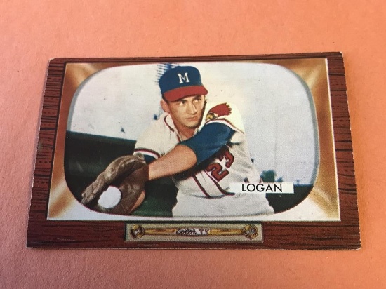 JOHNNY LOGAN #180 Braves 1955 Bowman Baseball Card