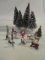 Lot of 11 Hawthorne Village Figurines & Trees