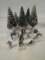 Lot of 11 Hawthorne Village Figurines & Trees