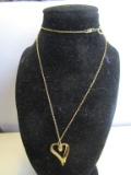 925 Silver Gold Tone Necklace with Heart Pendant