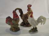 Lot of 3 Rooster Figurines