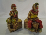 Set of Vintage Progressive Art Clown Bookends