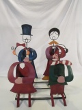 Metal Yard Art Tea Light Holder Carolers