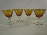 Set of 4 Vintage Aperitif Gold Toned Glasses