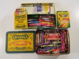 Large Lot of Crayons, Including 2 Different Tins