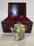 Miniature Cloisenet Tea Pot w/ Wood Box