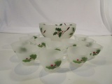 Vintage Christmas Punch Bowl w/ 12 Cups