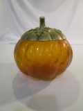 VTG Crackle Glass Pumpkin Cookie Jar