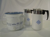 2 Vintage Corning Ware Percolators & a Crock Pot