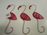 Lot of 3 Pink Flamingo Metal Art Pieces