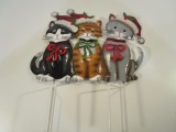 Christmas Kitties Metal Yard Art