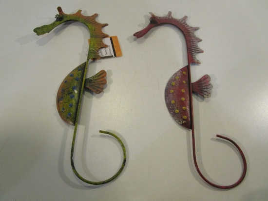 Lot of 2 Seahorse Metal Art Decor