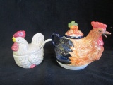 Chicken Tea Pot and Sugar Bowl w/ Spoon