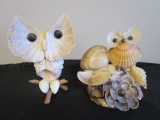 Lot of 2 Vintage Seashell Owls