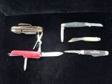 Lot of 5 Vintage Pocket Knives, Incl. Hammer