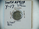 1927 South African 3 Pence Silver Coin