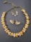 Gold Tone & Pearl Necklace w/ 2 Pairs of Earrings