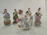 Lot of 5 Vintage Figurines, Incl. a Lefton Music