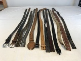 Lot of 13 Western Style  Leather Belts