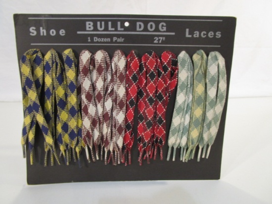 Vintage Bull Dog Shoe Laces Cardboard Display