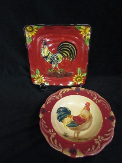 Rooster Plate & Pamela Gladding Bowl