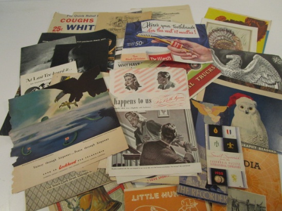 Large Lot Vintage of Advertising Ads and More