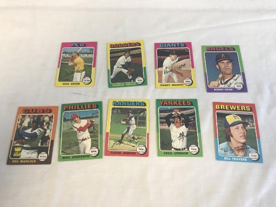 Lot of 9 1975 Topps Baseball Cards