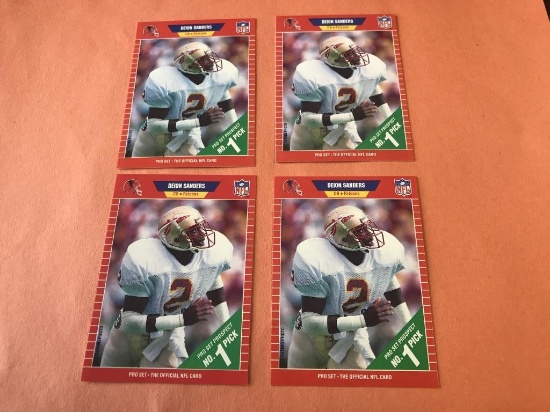 DEION SANDERS 1989 Pro Set ROOKIE Cards Lot of 4