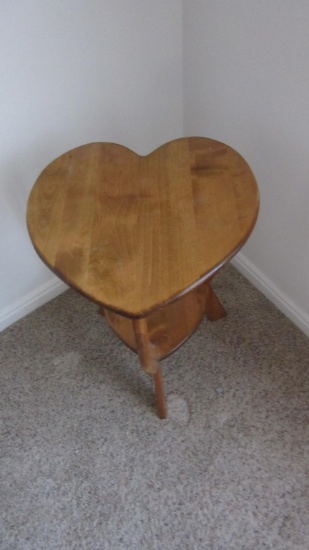 Wood Heart Shaped End Table
