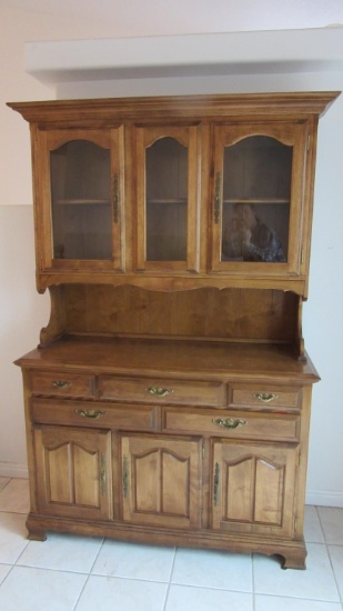 Vintage Wood & Glass China Cabinet by Cal Shops