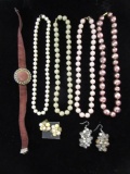 Lot of Costume Jewelry, Incl. 2 Pairs of Earrings