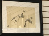 Sketches of 3 Cats Framed and Matted 24