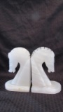 Set of Vintage Marble Horse Heads Book Ends