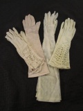 Lot of 4 Vintage Ladies Gloves, Incl. Silky Pair