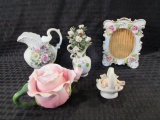 Lot of Vintage Ceramic Rose Themed Items