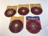 5 Vintage RCA Victor 45 RPM Records Red Vinyl