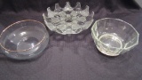 Lot of 3 Glass Serving Dishes, Incl. Silver Toned
