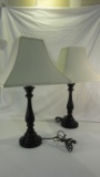 Pair of Wood Base Lamps