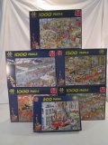 Lot of 6 Jan VanHaasteren Puzzles, Incl.Fire Scene