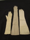 Lot of 3 Vintage Ladies Off White Leather Gloves