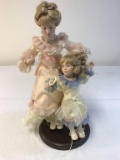 Mother and Daughter porcelain Dolls with stand