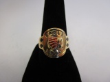 Eagle Smoke Gold Tone 925 Silver Ring Sz 11