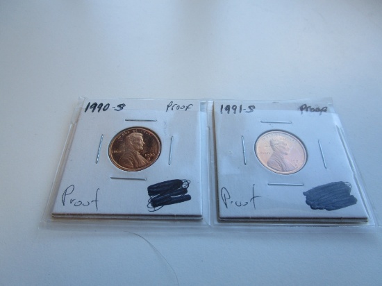 1990-S & 1991-S Proof Pennies