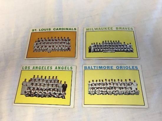 1964 Topps Baseball Cards Lot of 4 TEAM Cards