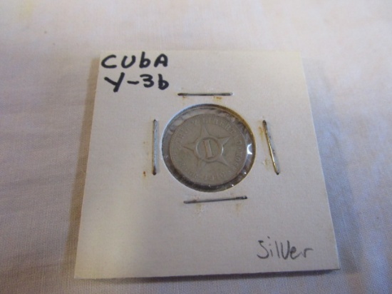 1946 Cuba Un Centavo Silver Coin