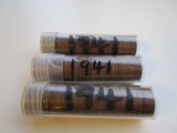 Lot of 3 Rolls of 1941 Pennies