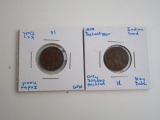 Lot of 2 1909 Indian Head Pennies