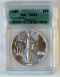 Graded 1988 1 Oz .999 Silver Eagle ICG MS69