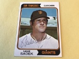 MIKE SADEK 1974 Topps AUTOGRAPH Baseball Card